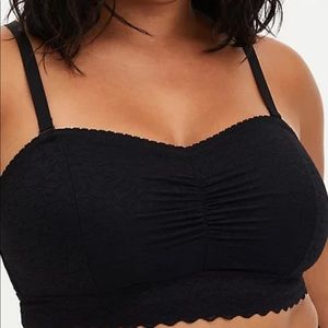 4-WAY STRETCH LONGLINE BANDEAU - LACE BLACK